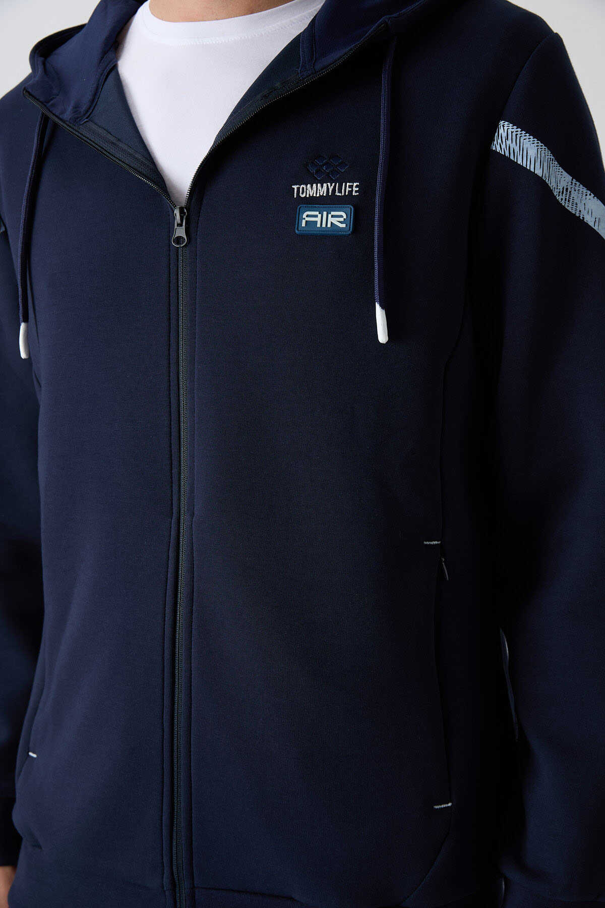 Tommylife Toptan Comfort Fit Baskılı Erkek Eşofman Takım 85236 İndigo