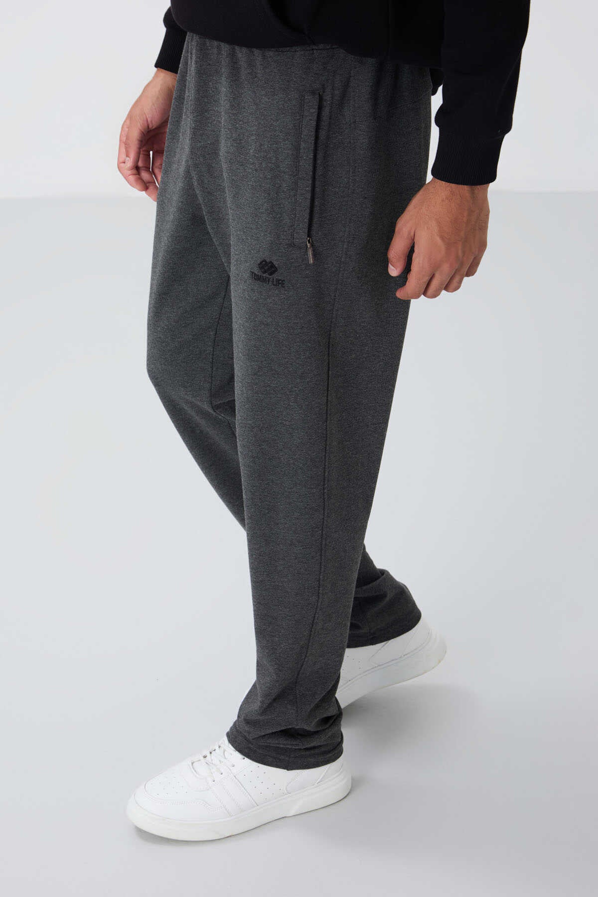 Tommylife Wholesale Slim Fit Classic Leg Men's Sweatpants 84669 Anthracite Melange