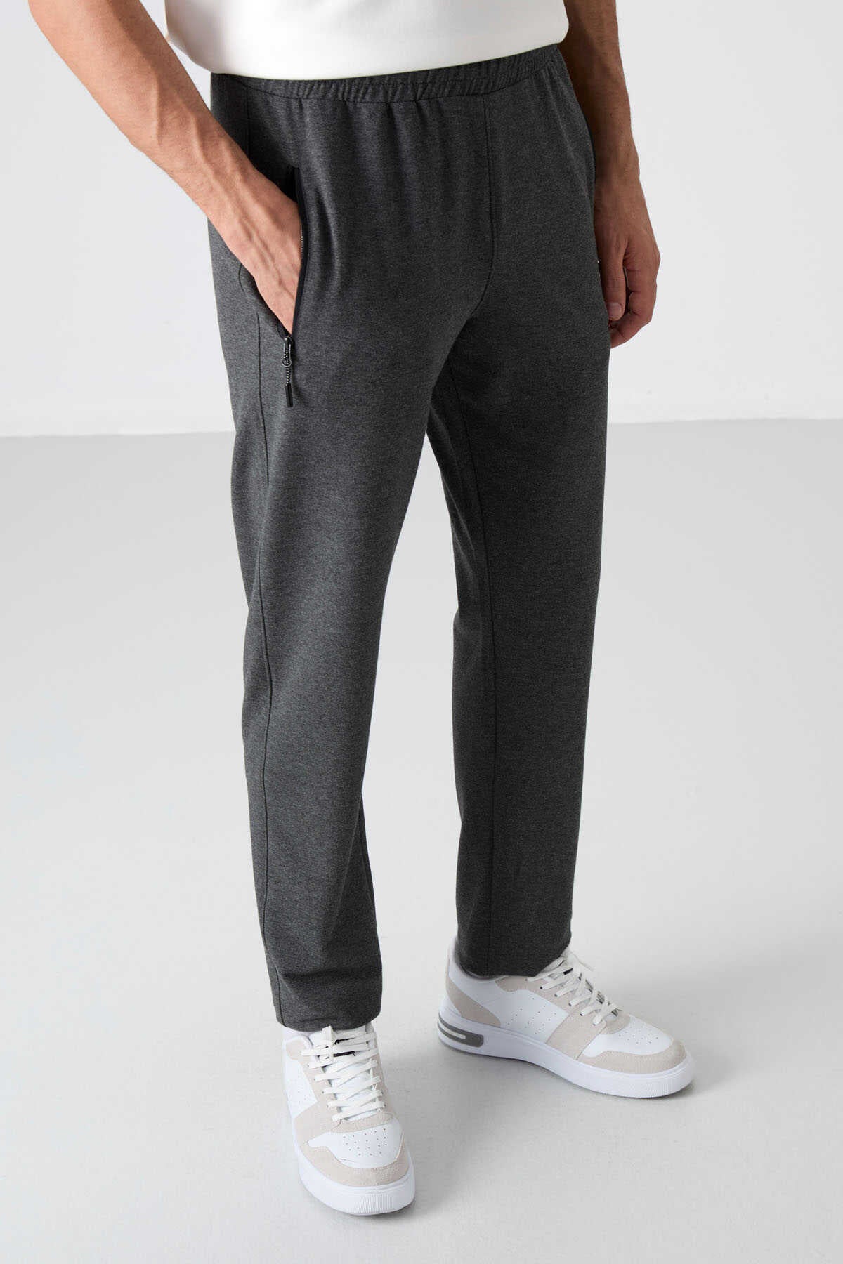 Tommylife Wholesale Slim Fit Classic Leg Men's Sweatpants 84671 Anthracite Melange