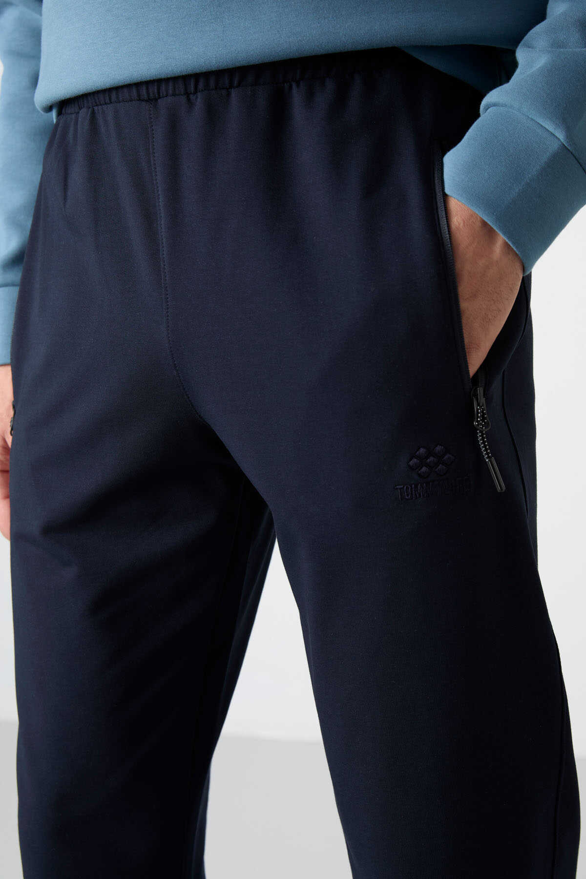 Tommylife Toptan Fit Stramt Clasic Picior Barbati Trening Fusta 84671 Albastru Inchis