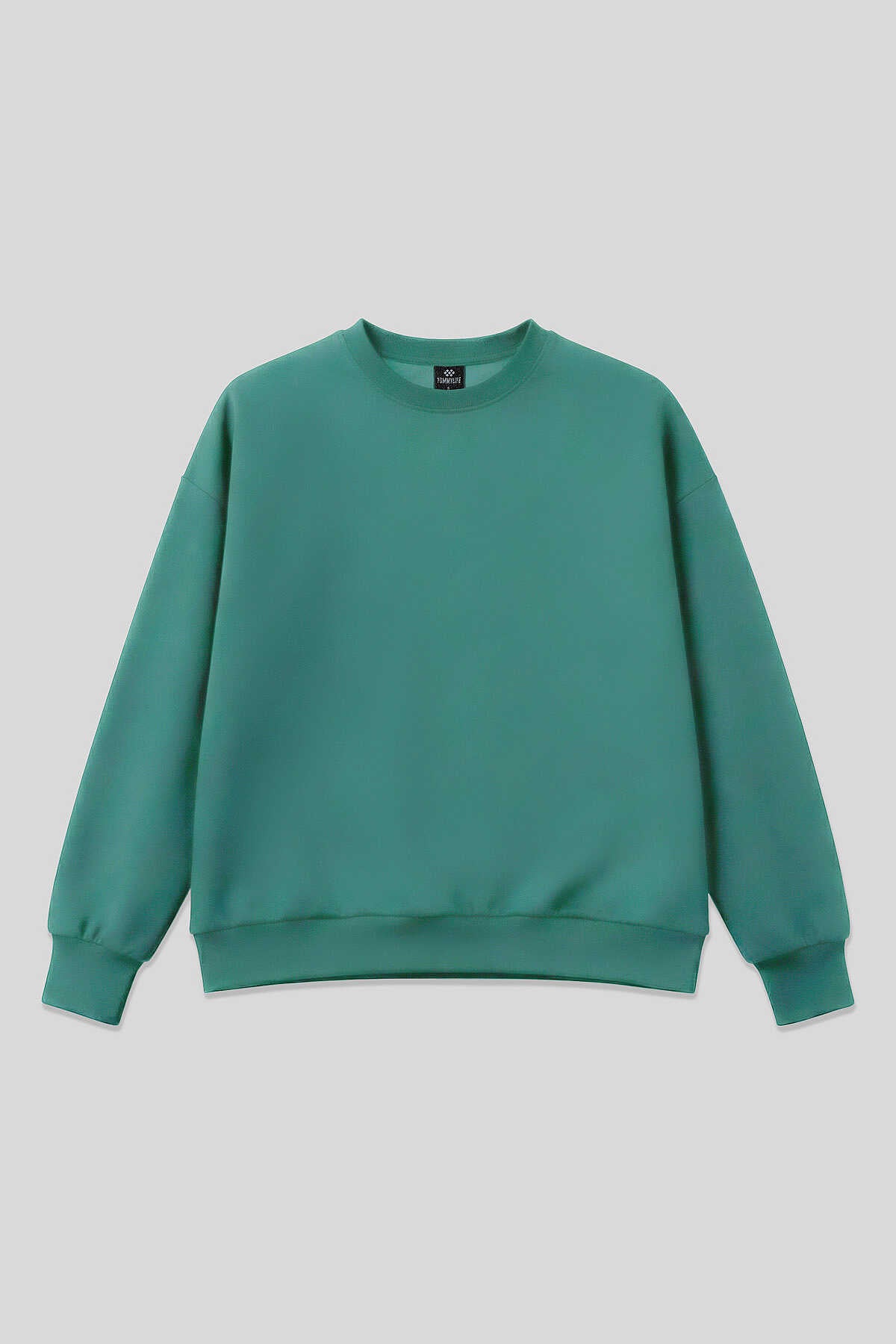 Tommylife Toptan Deniz Yeşili Basic O Yaka Oversize Kadın Sweatshirt - 97053