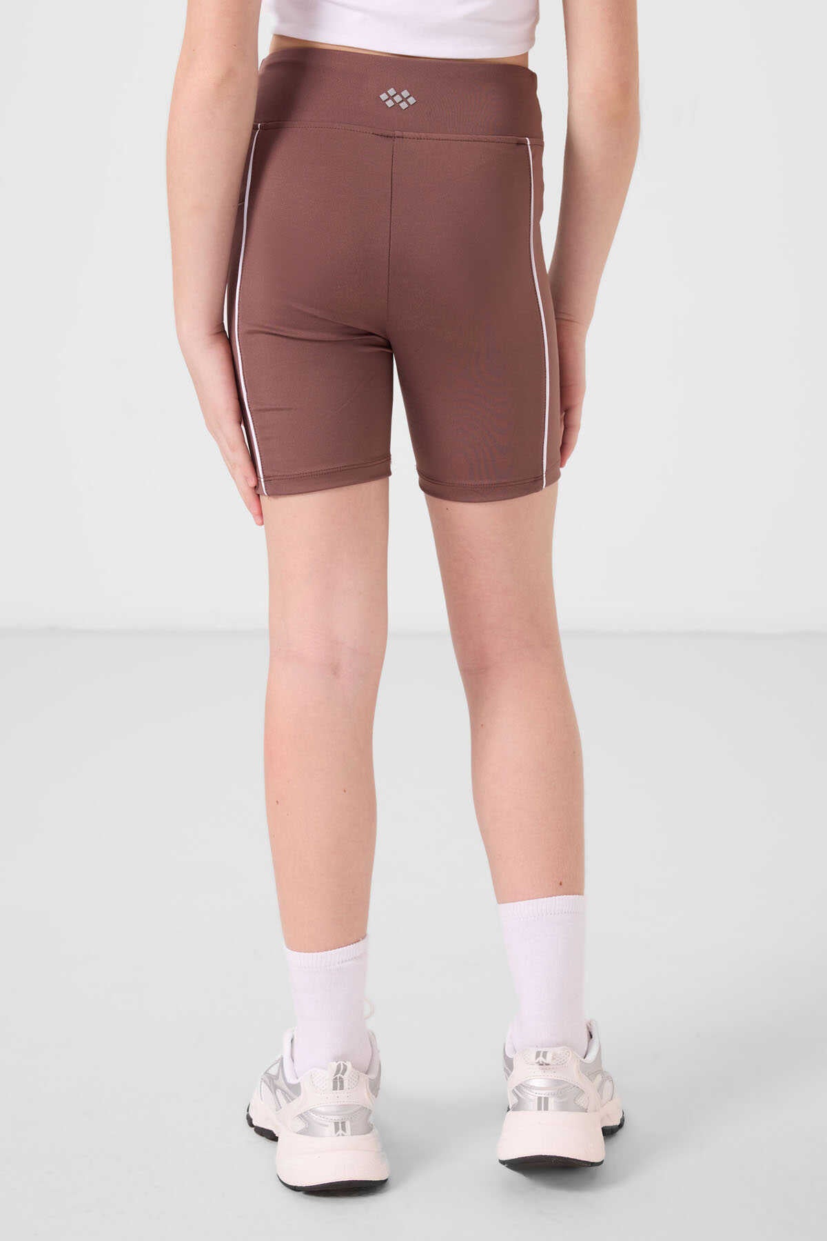 Tommylife Toptan Esnek Standart Fit Basic Performans Kız Çocuk Tayt 75189 Kahverengi