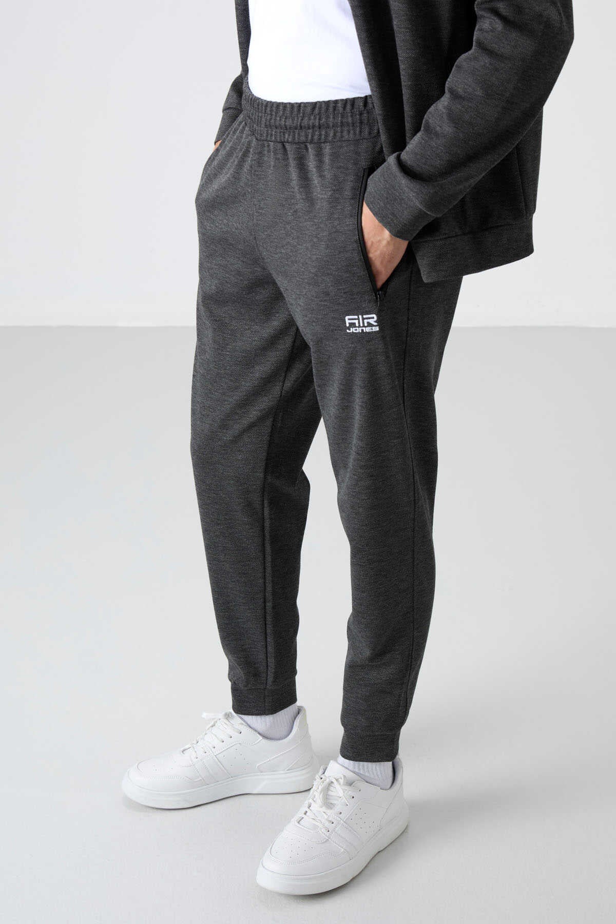 Tommylife Toptan Hugo Rahat Kalıp Jogger Erkek Eşofman Takım 85198 Antrasit Melanj