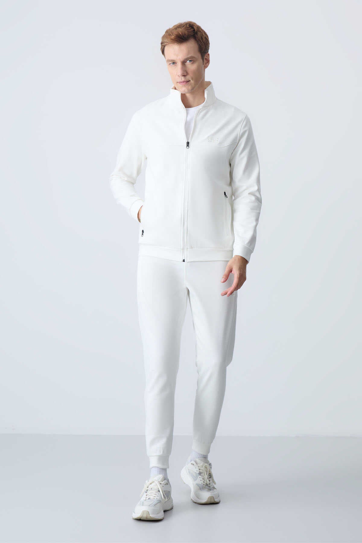 Tommylife Toptan Hugo Rahat Kalıp Jogger Erkek Eşofman Takım 85198 Ekru