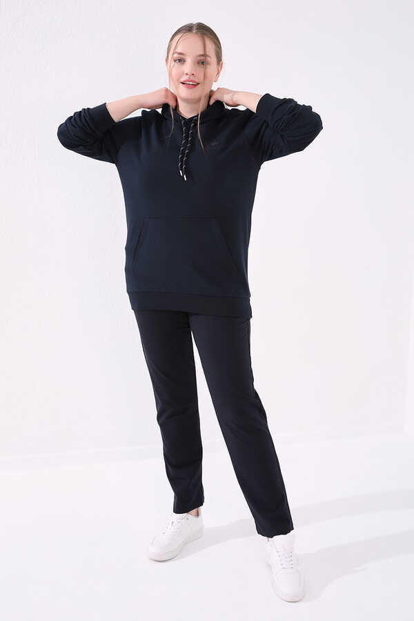 Pantaloni de trening pentru femei, mărime mare, cu croială clasică, bleumarin, cu buzunare, Tommylife Wholesale - 94014
