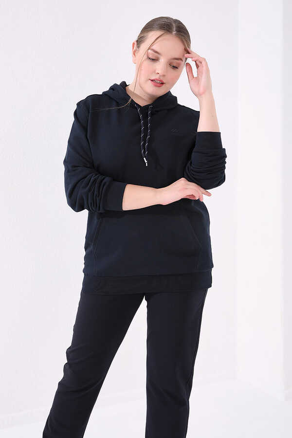 Pantaloni de trening pentru femei, mărime mare, cu croială clasică, bleumarin, cu buzunare, Tommylife Wholesale - 94014