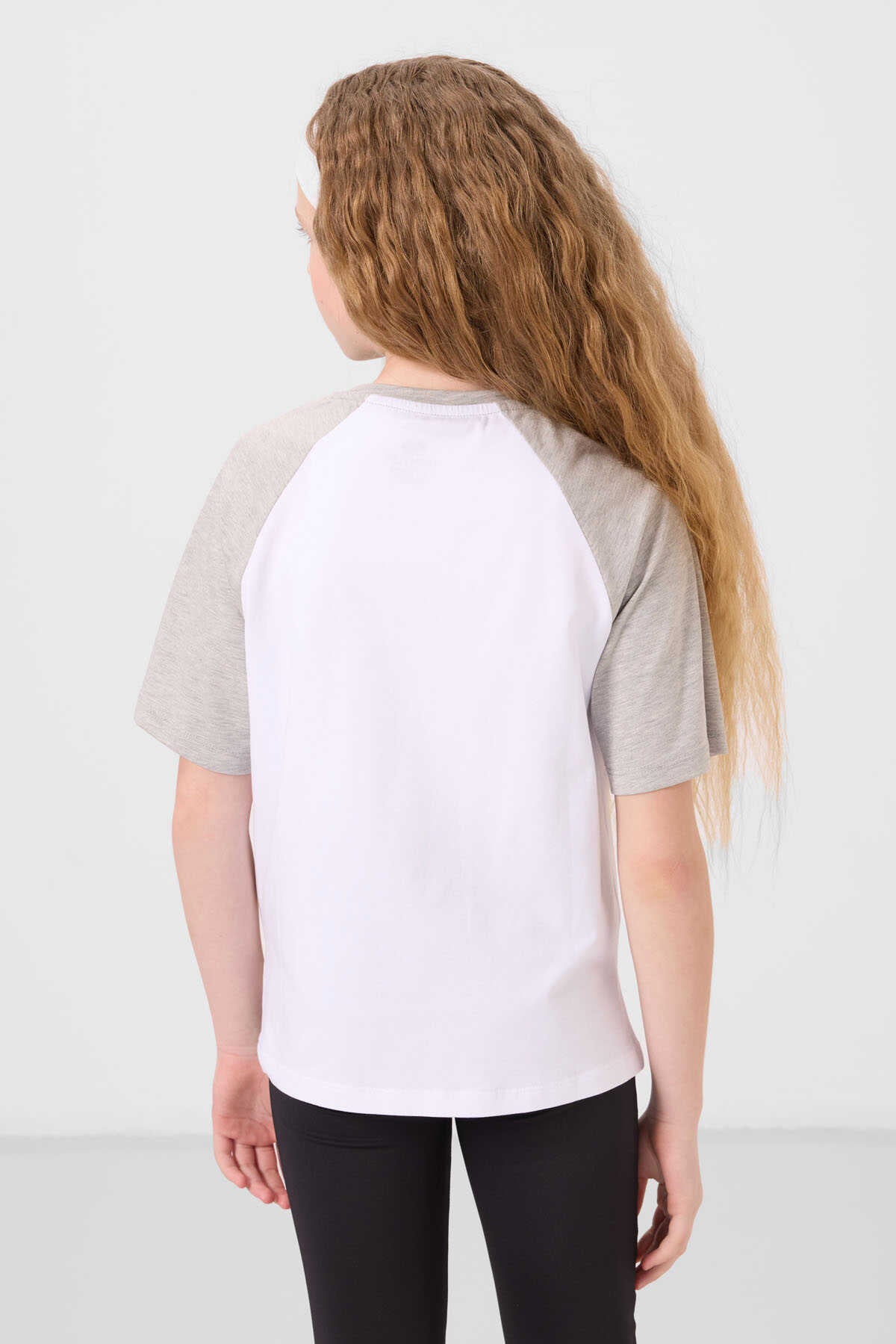 Tommylife Toptan O Yaka Pamuklu Baskılı Oversize Fit Kız Çocuk T Shirt 75179 Beyaz