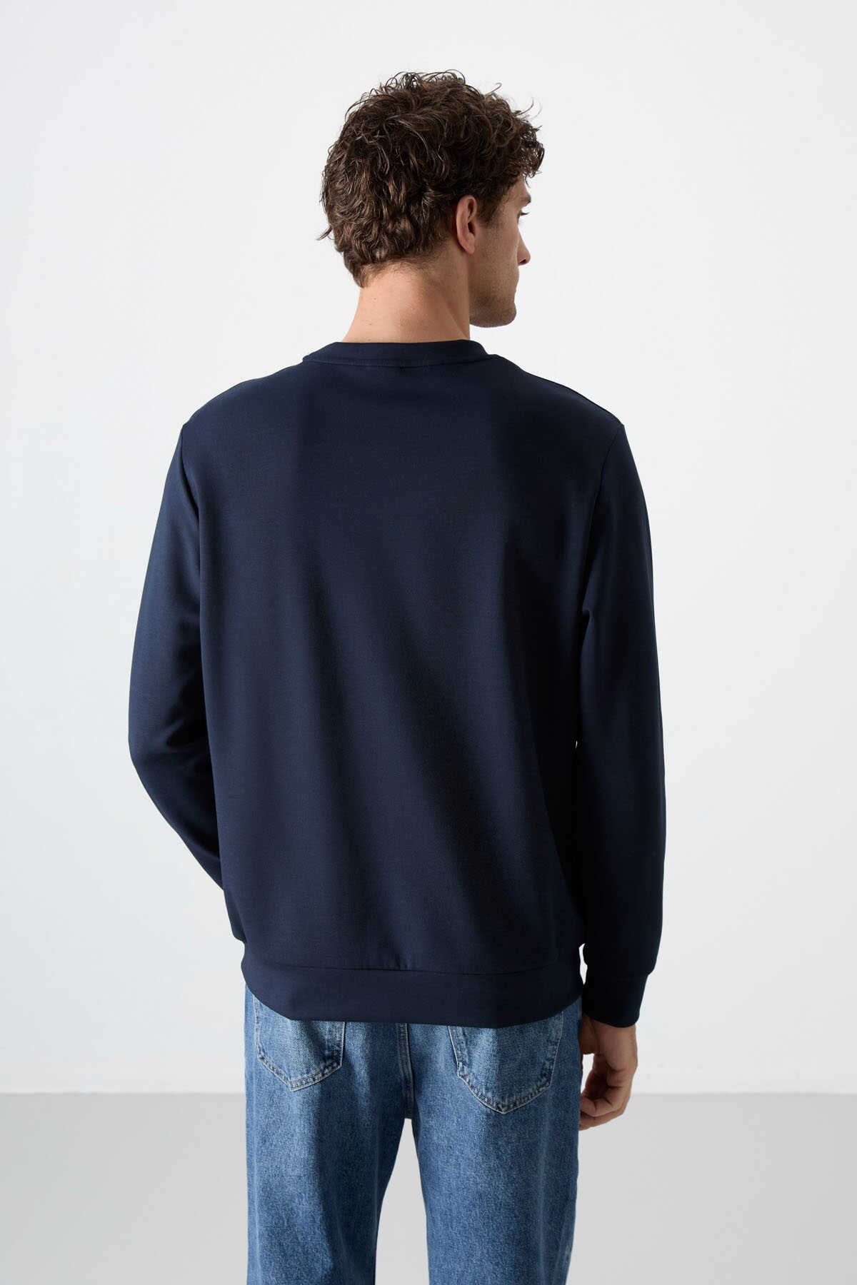 Tommylife Toptan O Yaka Rahat Form Basic Erkek Sweatshirt 88053 Lacivert