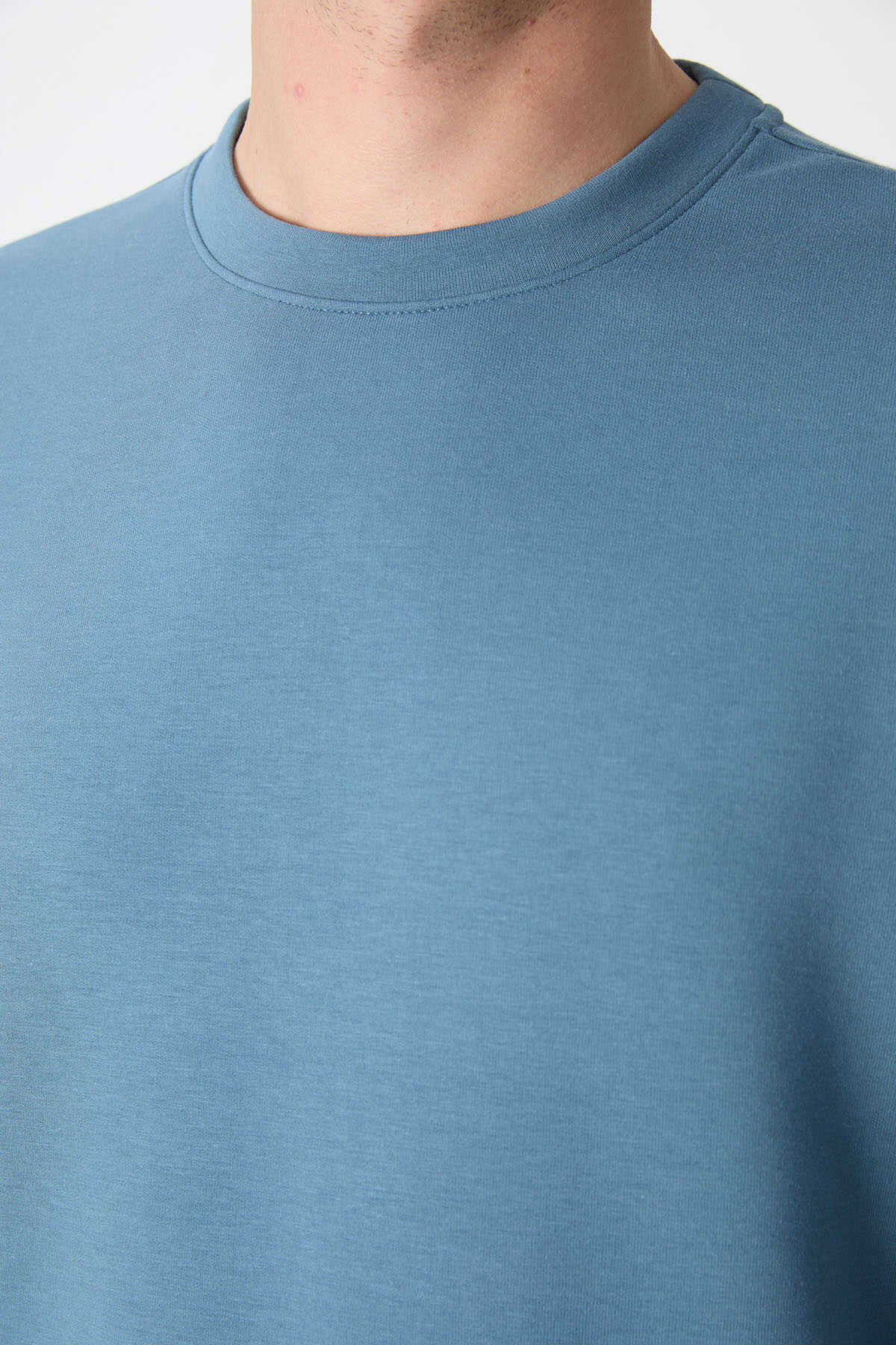 Tommylife Toptan O Yaka Rahat Form Basic Erkek Sweatshirt 88053 Orman Yeşili