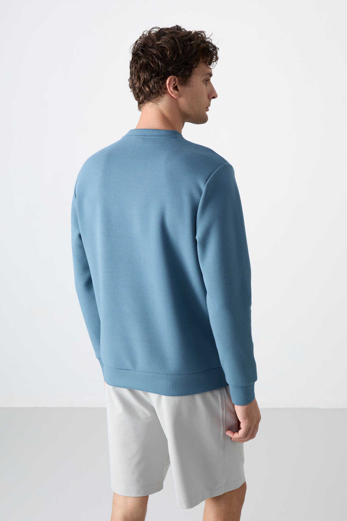 Tommylife Toptan O Yaka Rahat Form Basic Erkek Sweatshirt 88053 Orman Yeşili