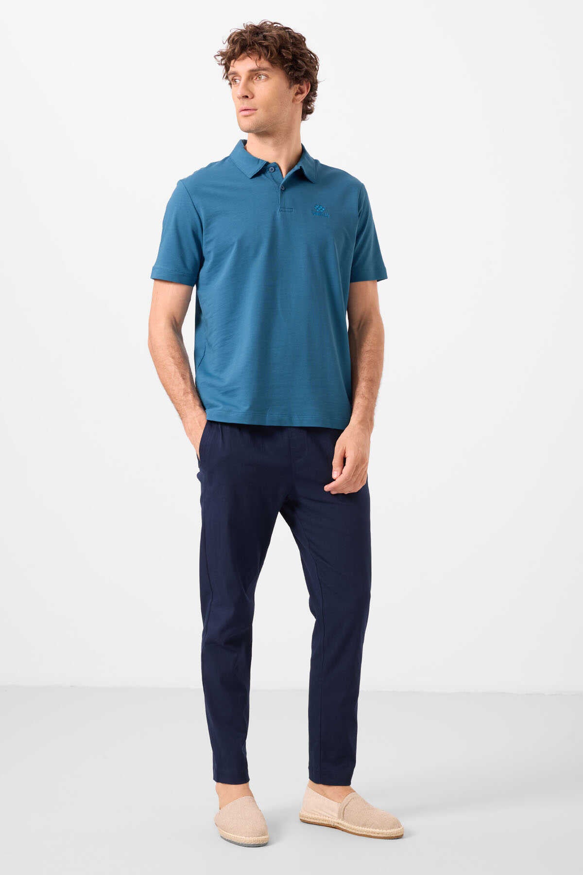 Tommylife Toptan Polo Yaka Standart Kalıp Basic Erkek T-Shirt 87748 Saks