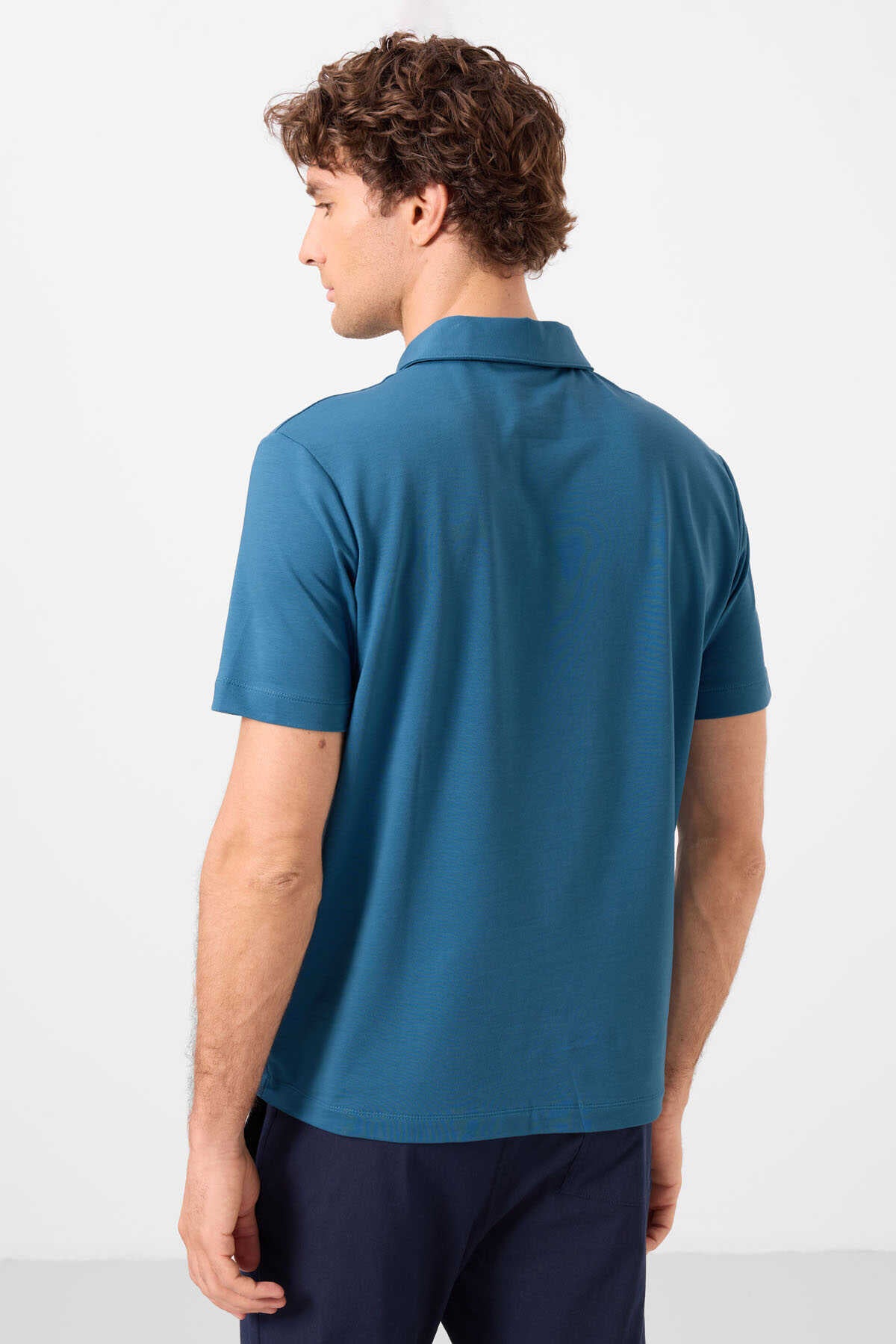 Tommylife Toptan Polo Yaka Standart Kalıp Basic Erkek T-Shirt 87748 Saks