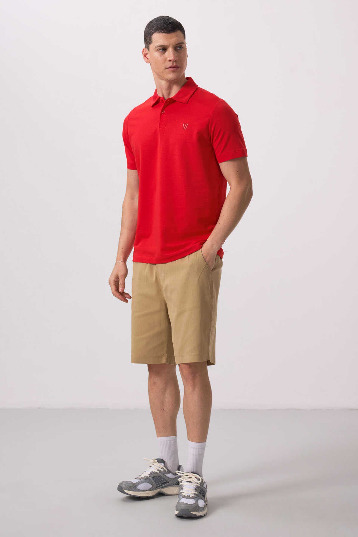 Tommylife Toptan Polo Yaka Standart Kalıp Basic Erkek T-Shirt 87768 Kırmızı