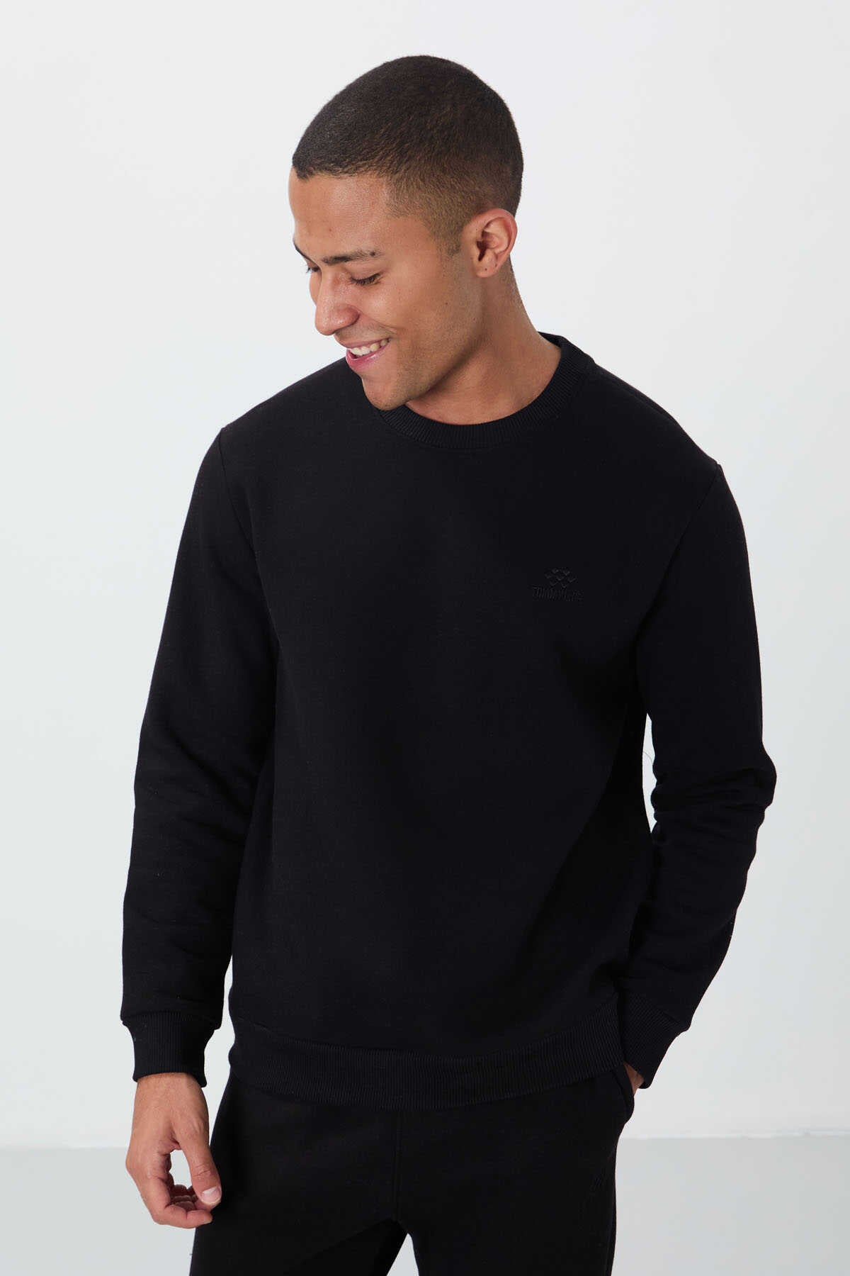 Tommylife Toptan Rahat Kalıp Basic Erkek Eşofman Takım 85265 Siyah