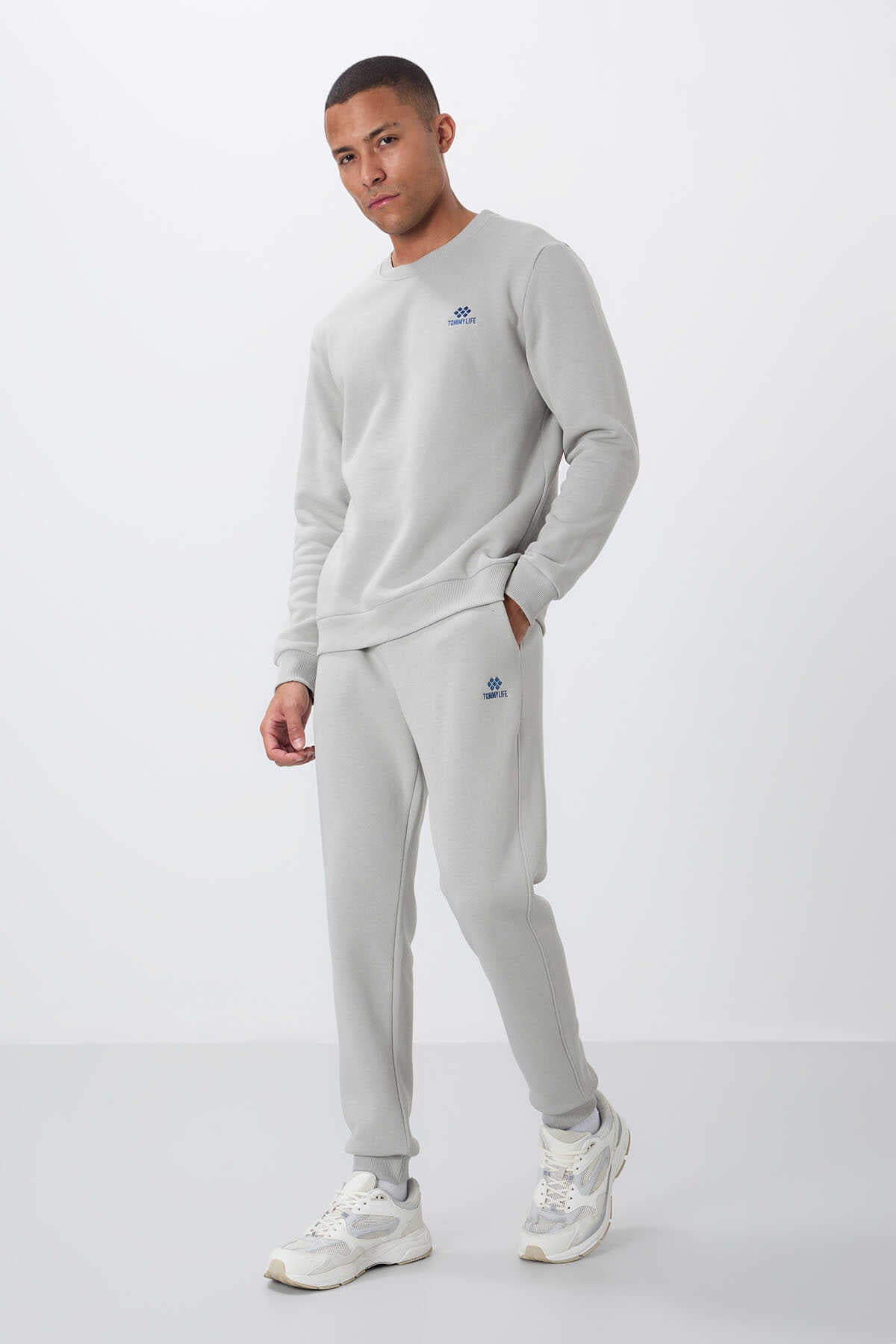 Tommylife Toptan Rahat Kalıp Basic Erkek Eşofman Takım 85265 Taş