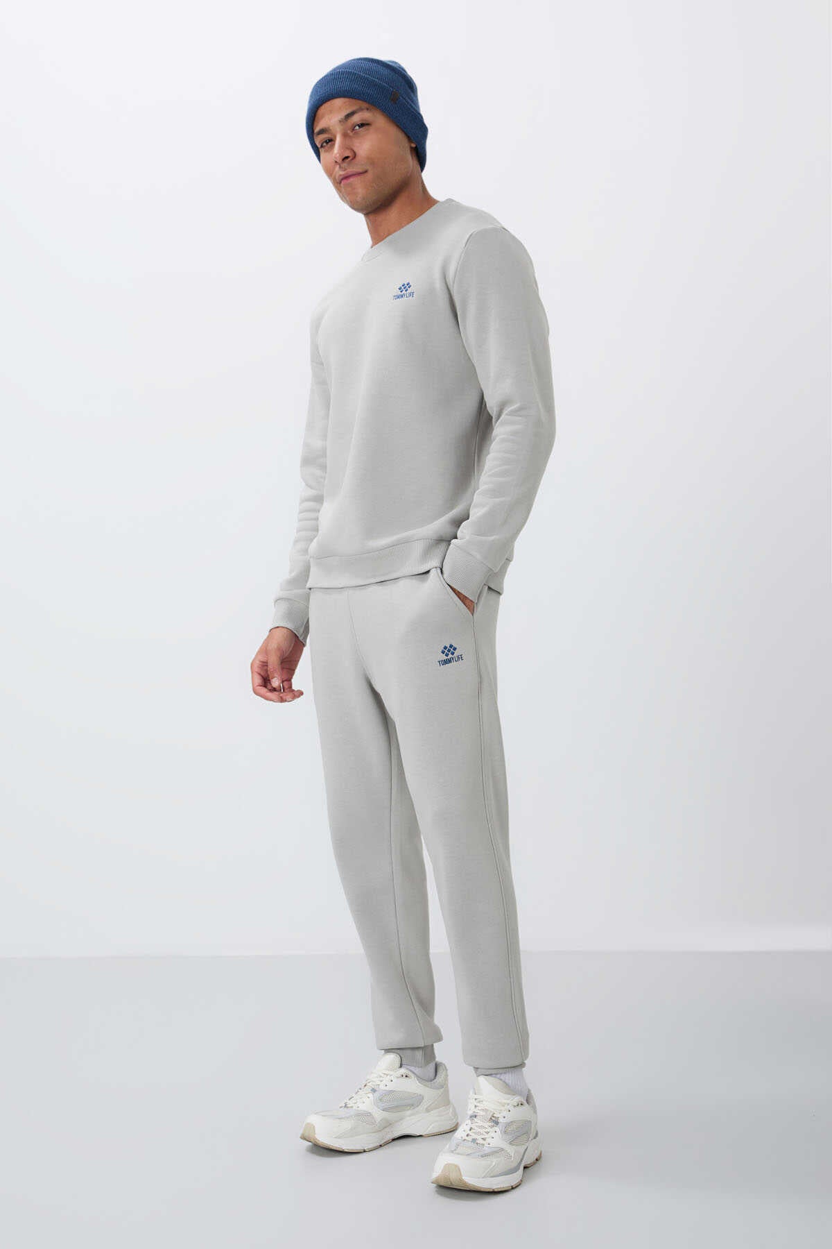 Tommylife Toptan Rahat Kalıp Basic Erkek Eşofman Takım 85265 Taş