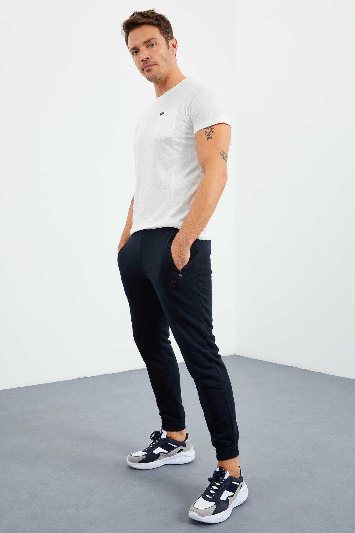 Tommylife Toptan Rahat Kalıp Jogger Erkek Eşofman Alt 84856 Lacivert