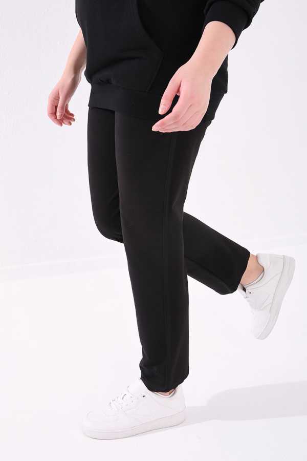 Pantaloni de trening negri, confortabili, cu buzunare, pentru femei, mărime mare, Tommylife Wholesale - 94017