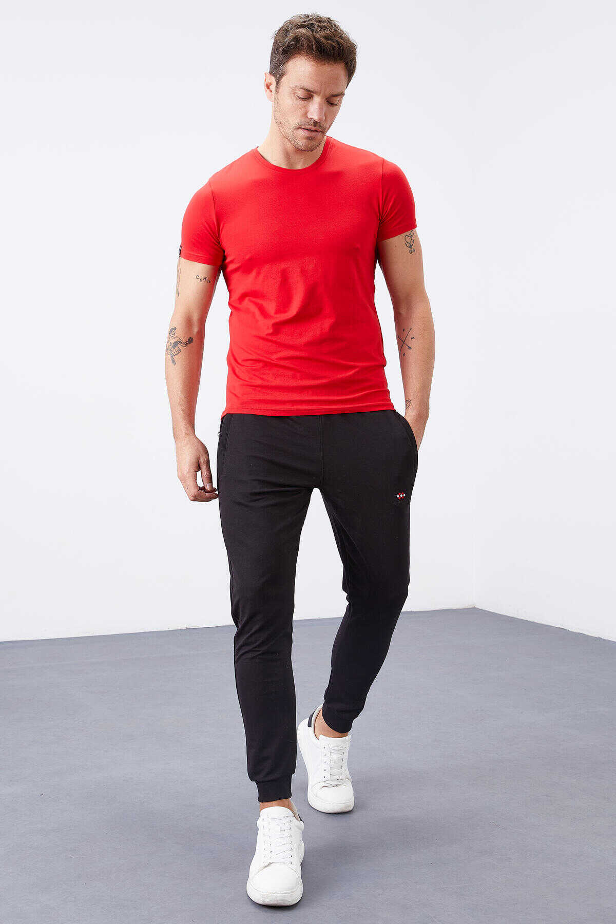 Tommylife Angro Negru Fermoar Cu Buzunare Croit Strâns Jogger Bărbat Trening - 84343