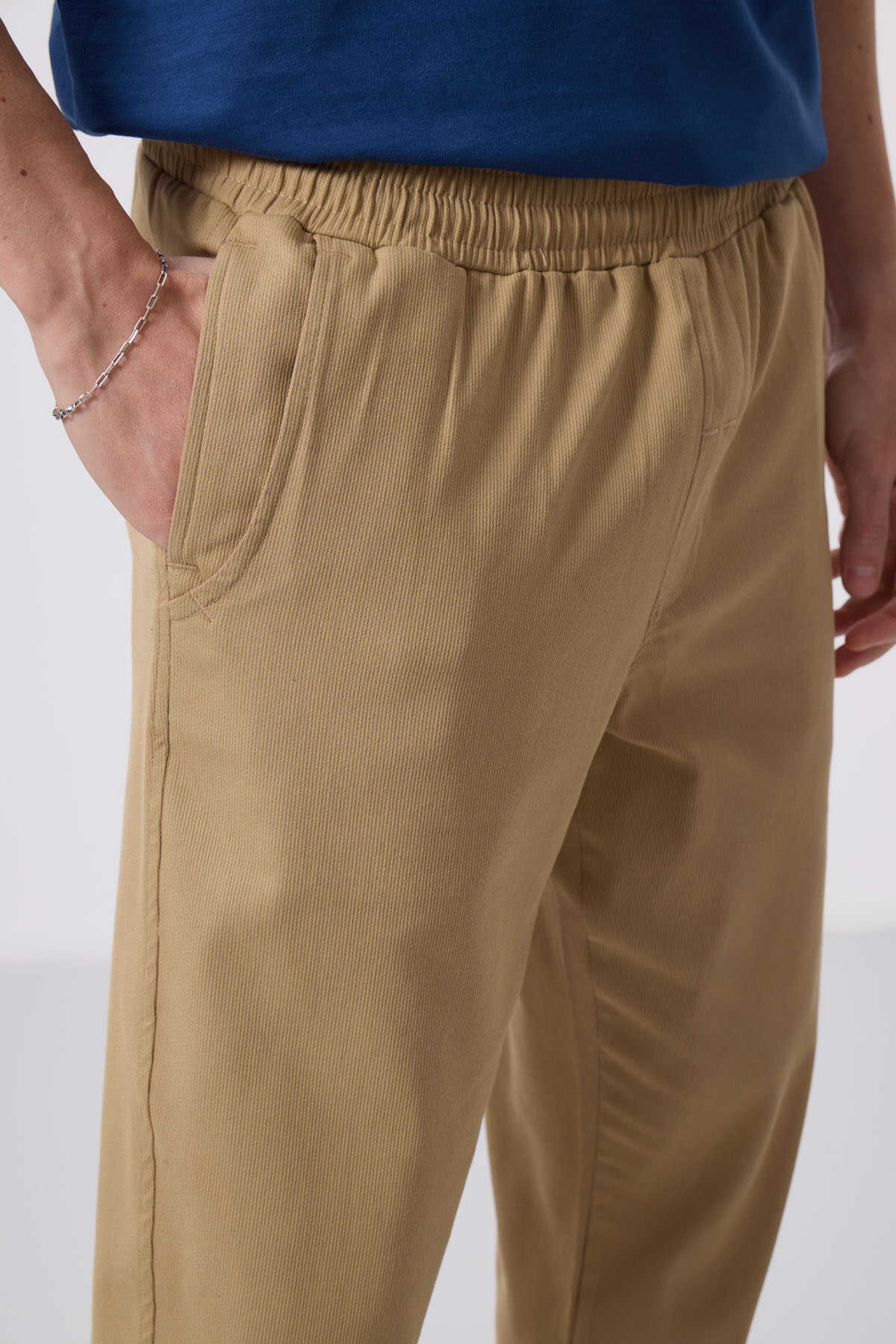 Tommylife Toptan Standart Fit Dokuma Hafif Esnek Chino Pantolon 82175 Koyu Bej