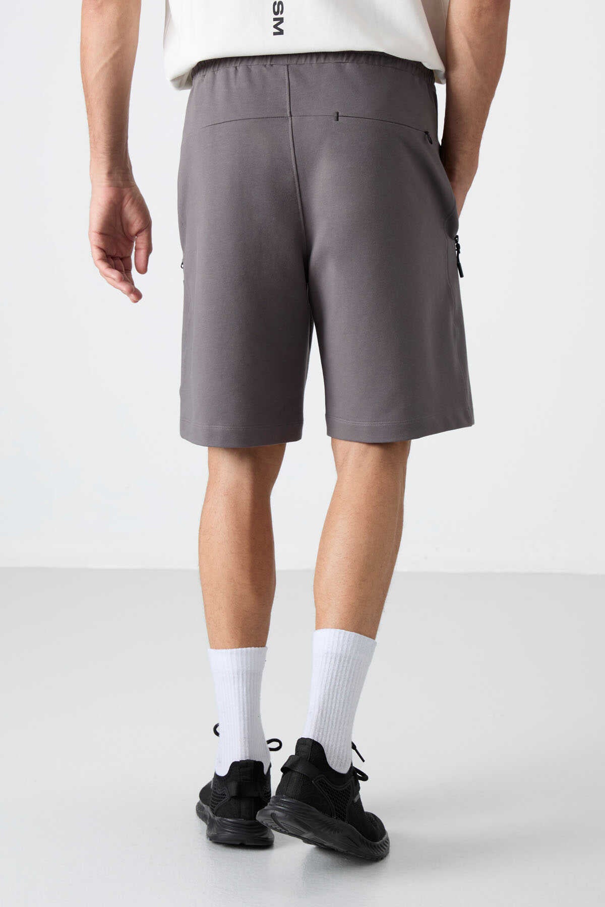 Tommylife Toptan Standard Fit Basic Barbati Pantalon Scurt 81136 Gri Inchis