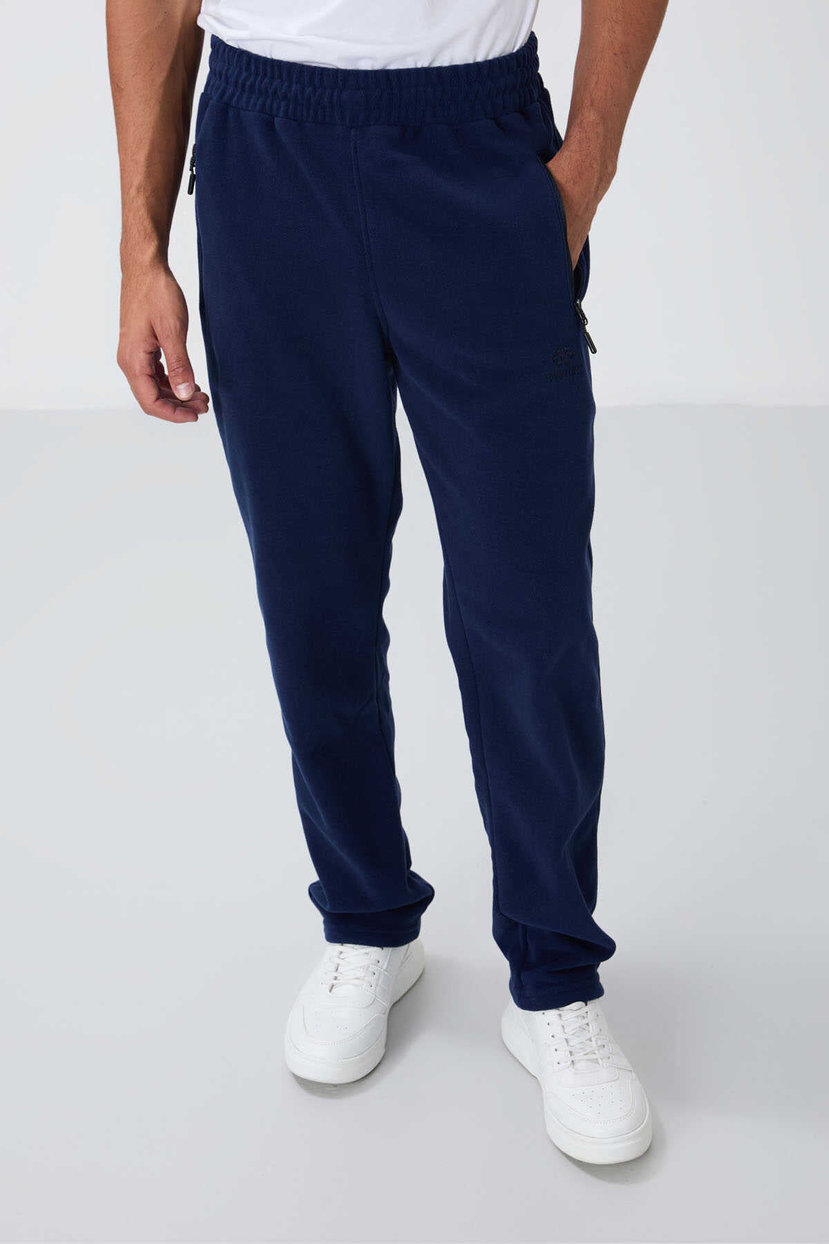 Tommylife Toptan Standart Kalıp Dik Yaka Klasik Paça Fermuarlı Erkek Polar Eşofman Takımı 85193 İndigo