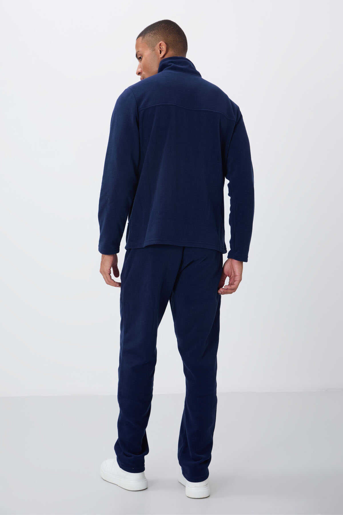 Tommylife Toptan Standart Kalıp Dik Yaka Klasik Paça Fermuarlı Erkek Polar Eşofman Takımı 85193 İndigo