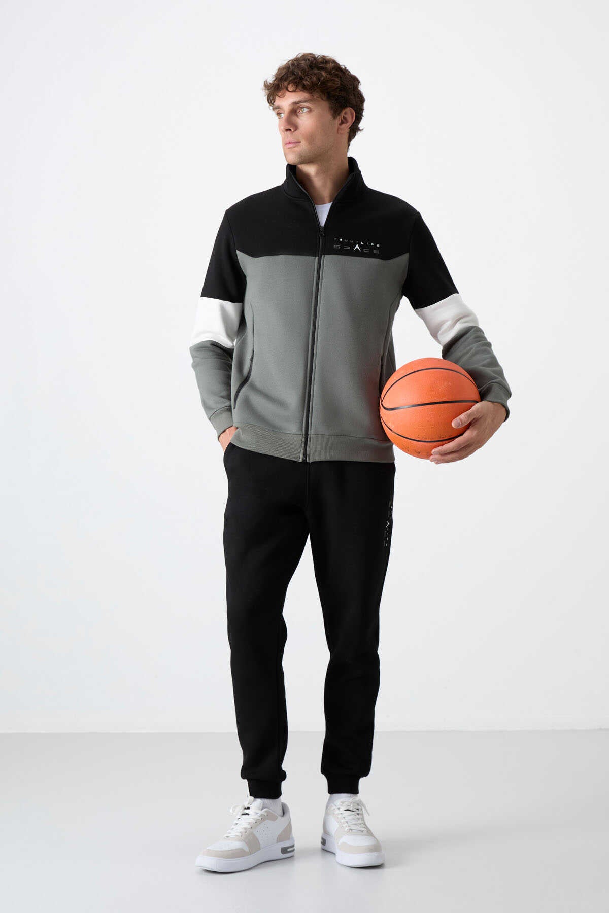 Tommylife Wholesale Hanorac cu Fermoar Standard Fit pentru Bărbați, Set Trening 85186 Verde Deschis - Negru