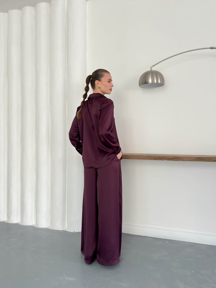 Topshow | Satin Shirt - Plum | F2062