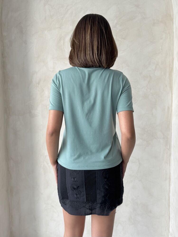 Topshow Çağla Embellished Chain Detail Wholesale T-shirt