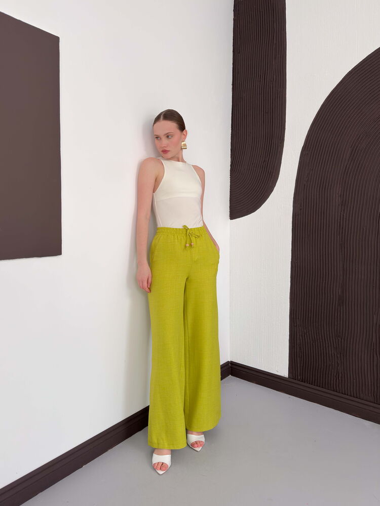 Pistachio Green Linen Wholesale Trousers | D2381 Topshow