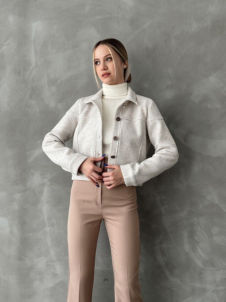 Buttoned Bowl Wholesale Coat - Cream