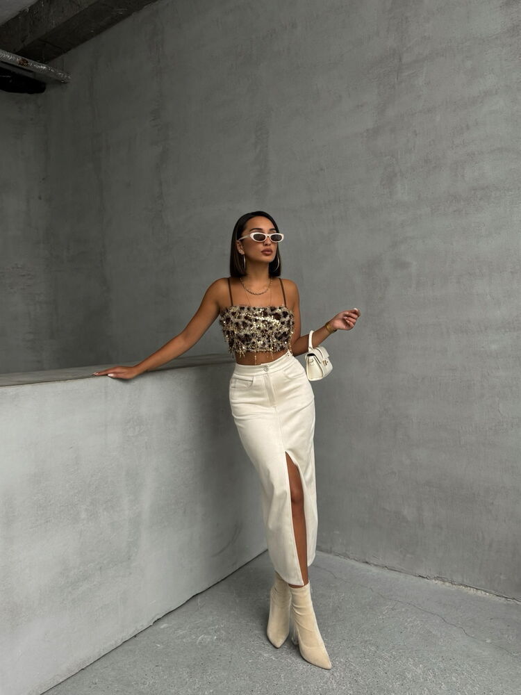 Topshow L. Fringed Leopard Print Wholesale Bustier
