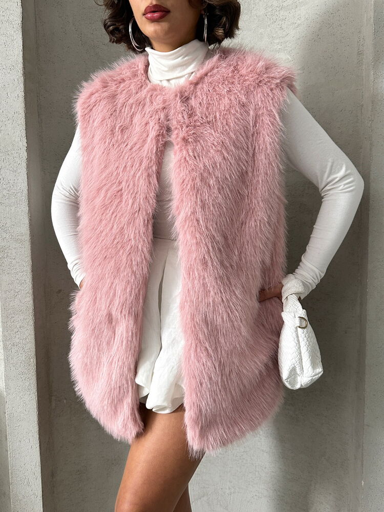 Vestă Furry Wholesale - Roz pudrat