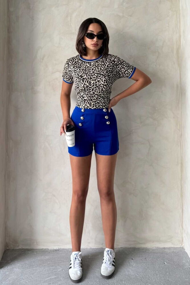 Topshow Saks Ornamental Button Wholesale Shorts