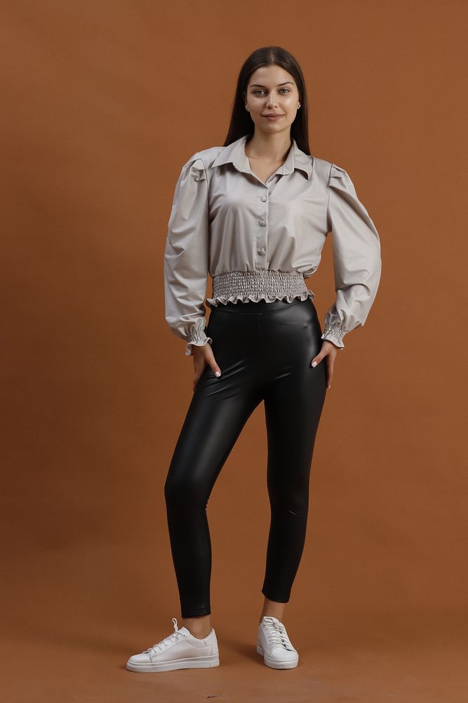 Bluze de seară din piele ecologică en-gros - Piatră