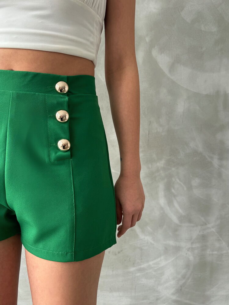 Pantaloni scurți cu nasturi de smarald Topshow, en-gros
