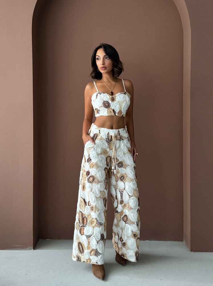 Topshow Wholesale Patterned Bustier - Summer and Trendy Piece - Coffee | F1976