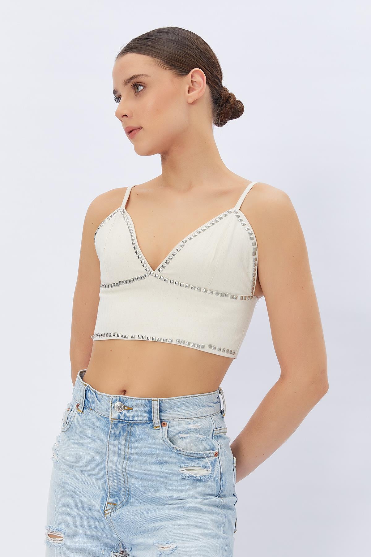 Bluza cu Bretele Presa - Crem