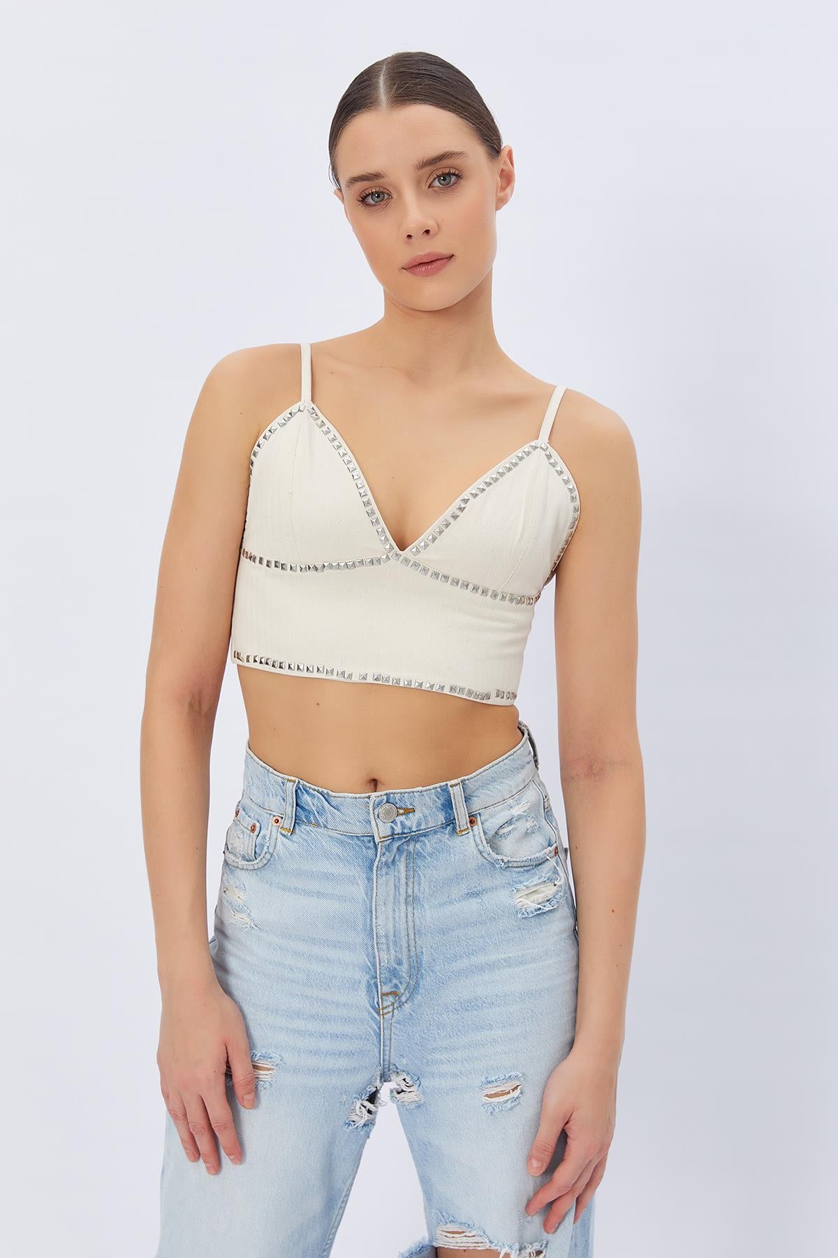 Bluza cu Bretele Presa - Crem