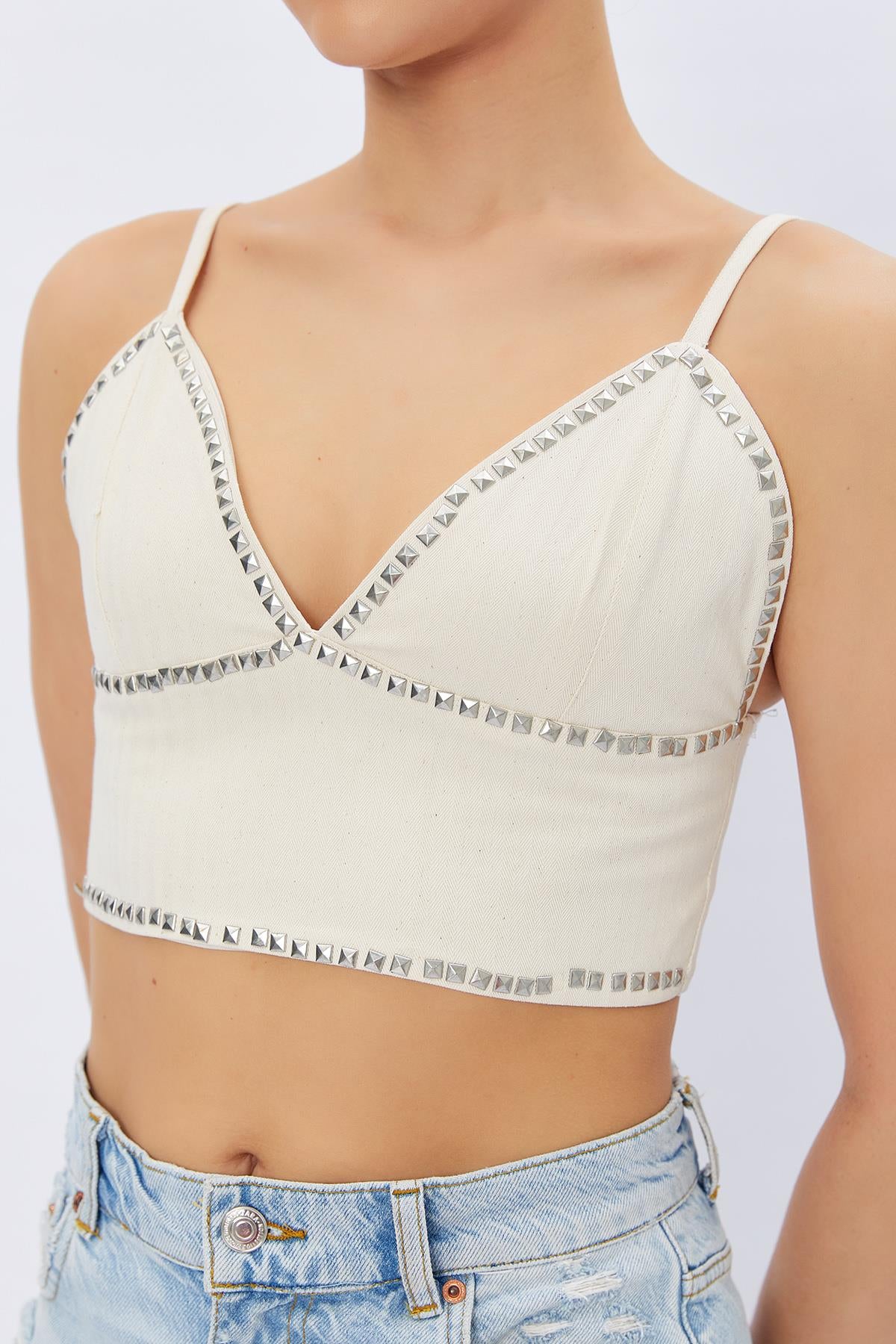 Bluza cu Bretele Presa - Crem