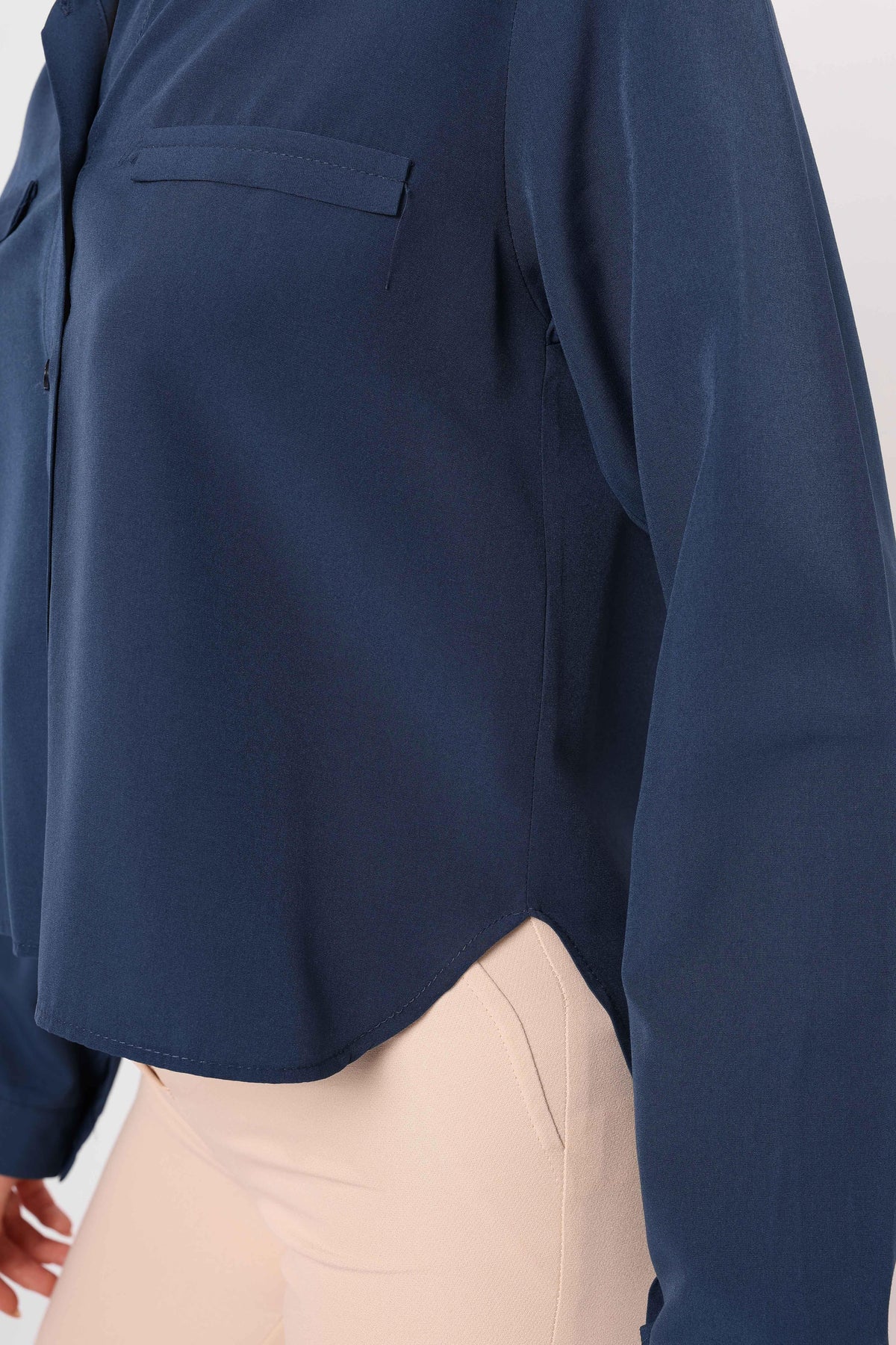 Bluza Maneci Lungi cu Buzunare - Indigo