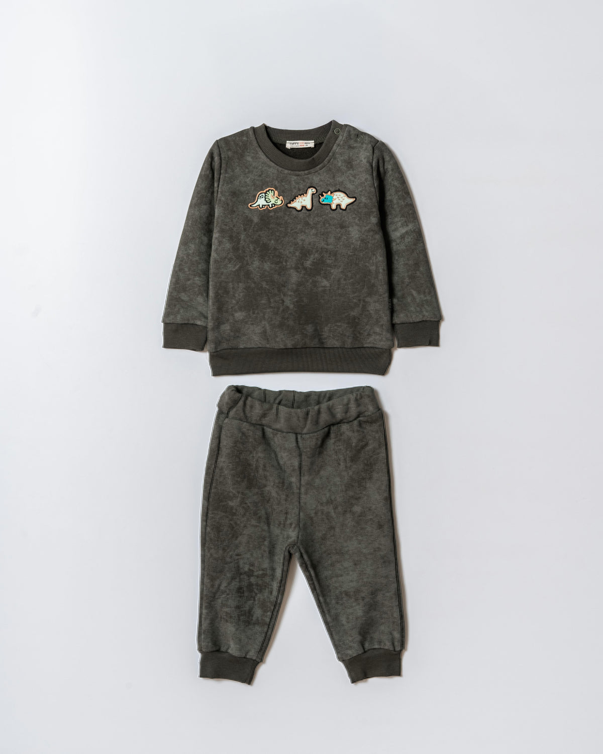 Tuffy Set Bebe Băiat Tematic Dinozaur Țesătură Diagonală-03545 - Bej