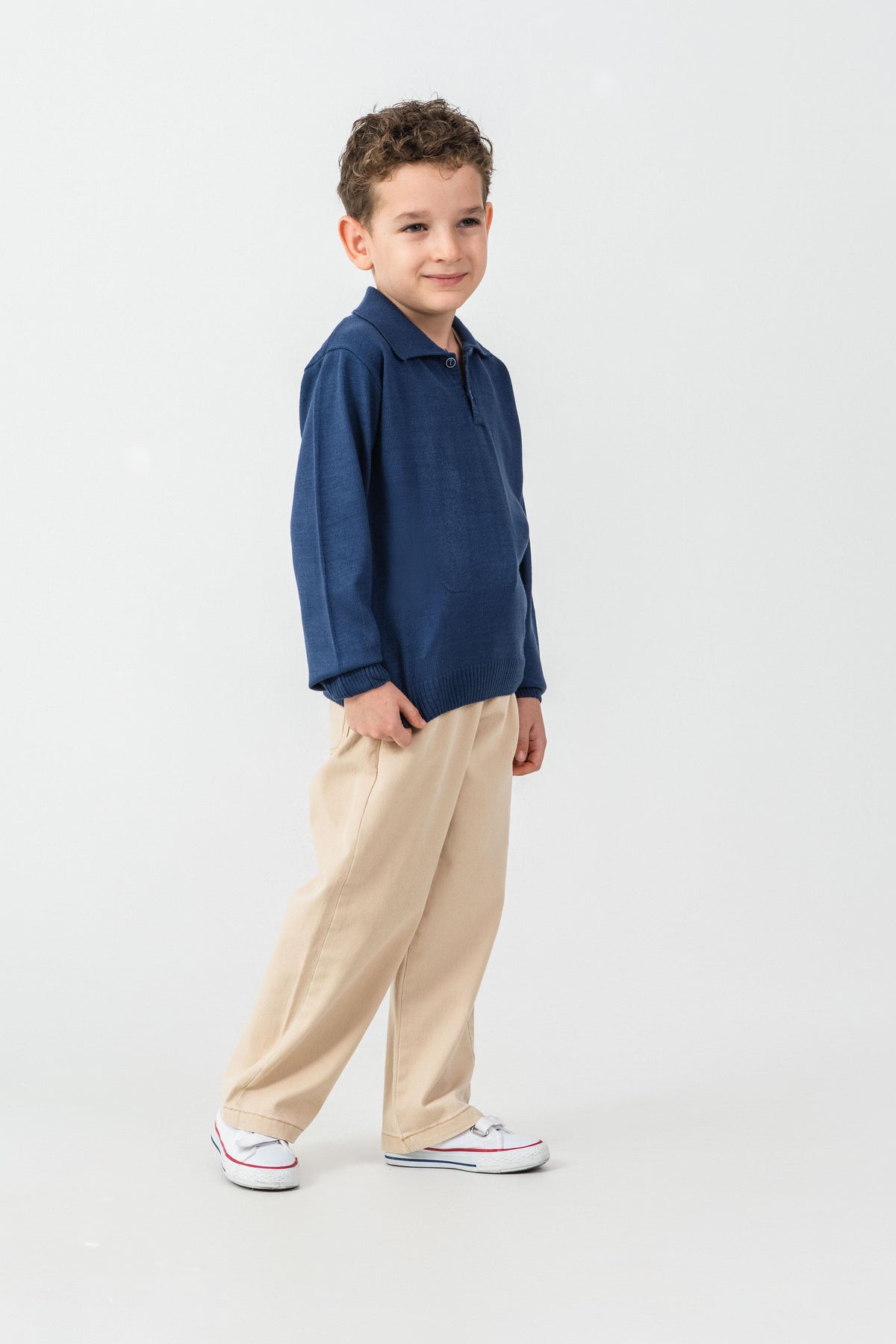 Set de tricot Tuffy cu pantalon Gabardin pentru băieți-04355 - Albastru