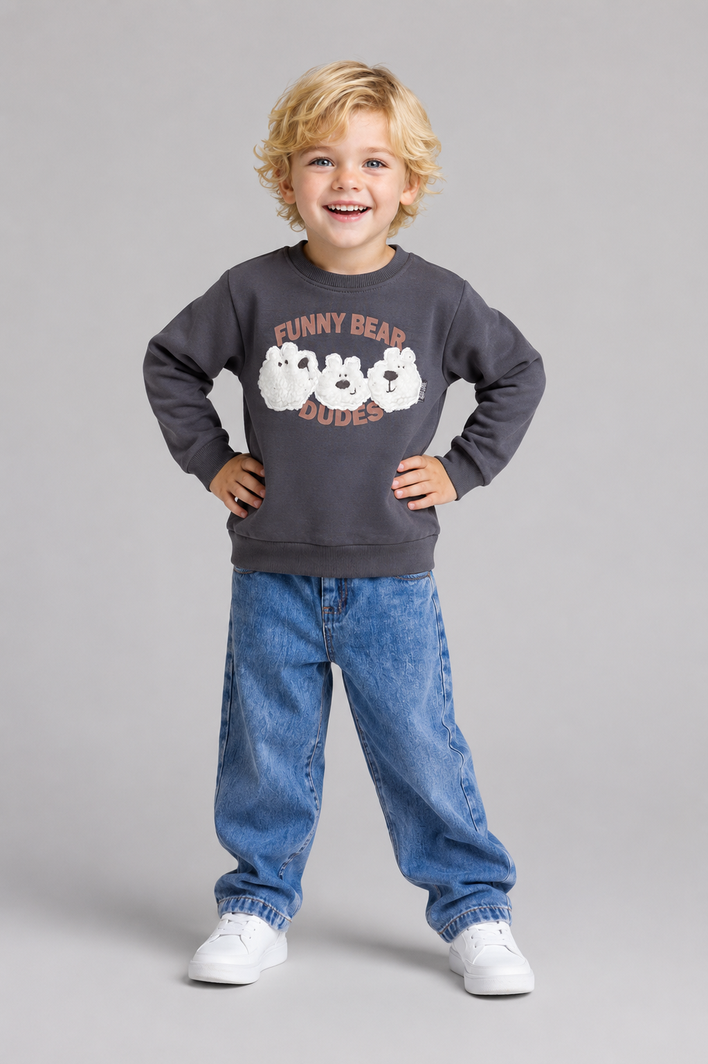 Tuffy Funny Bear Imprimeu Baietel Bluza - 0355 - Maro