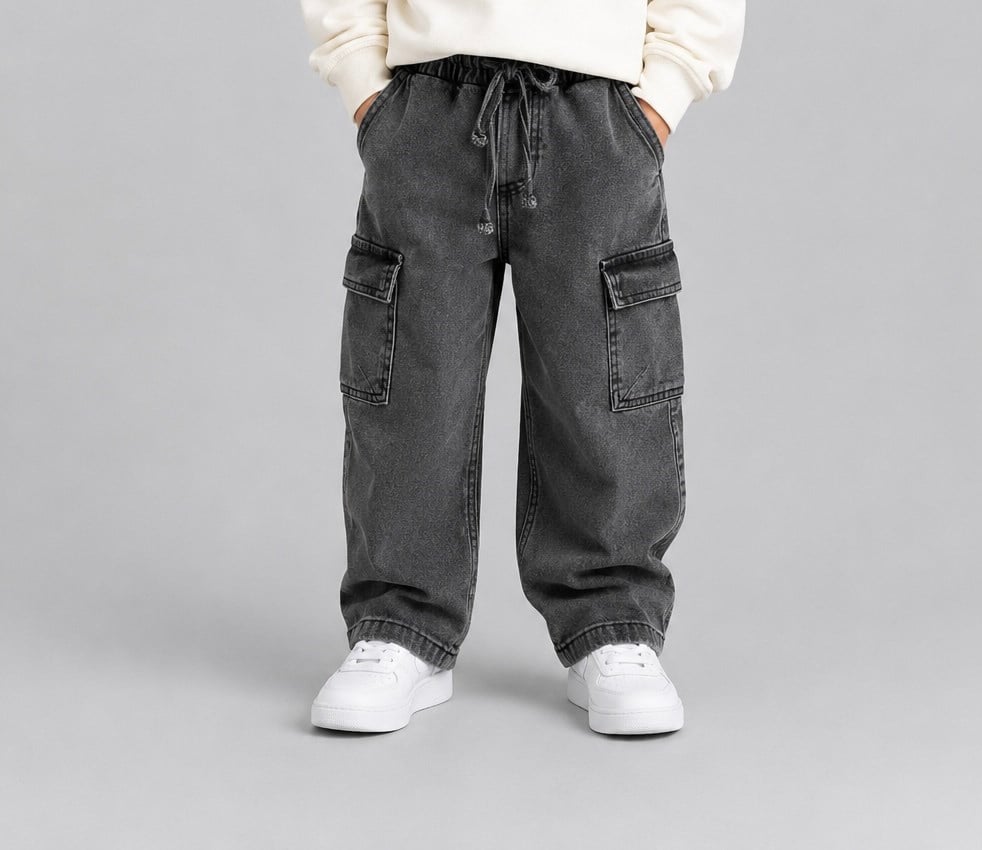 Pantaloni din gabardină Tuffy Cargo Pocket pentru băieți - 04175 - Bej