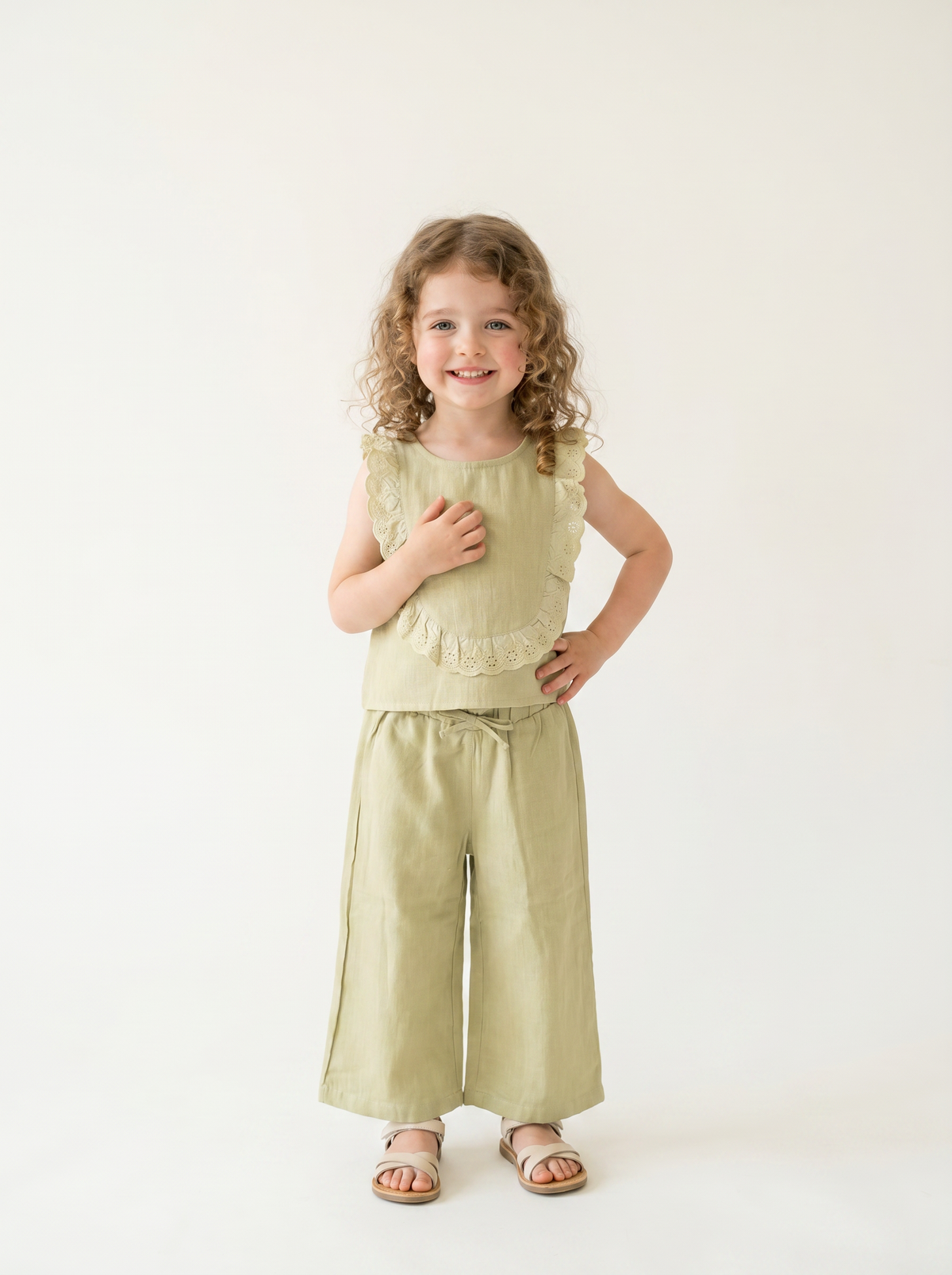 Tuffy Fată Costum Pânză Doi Piese-3796 - Verde