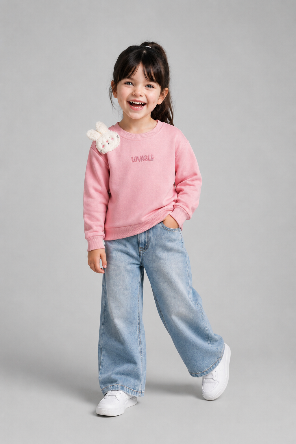 Tuffy Adorabil Brodat Fetite Bluza - 01315 - Roz
