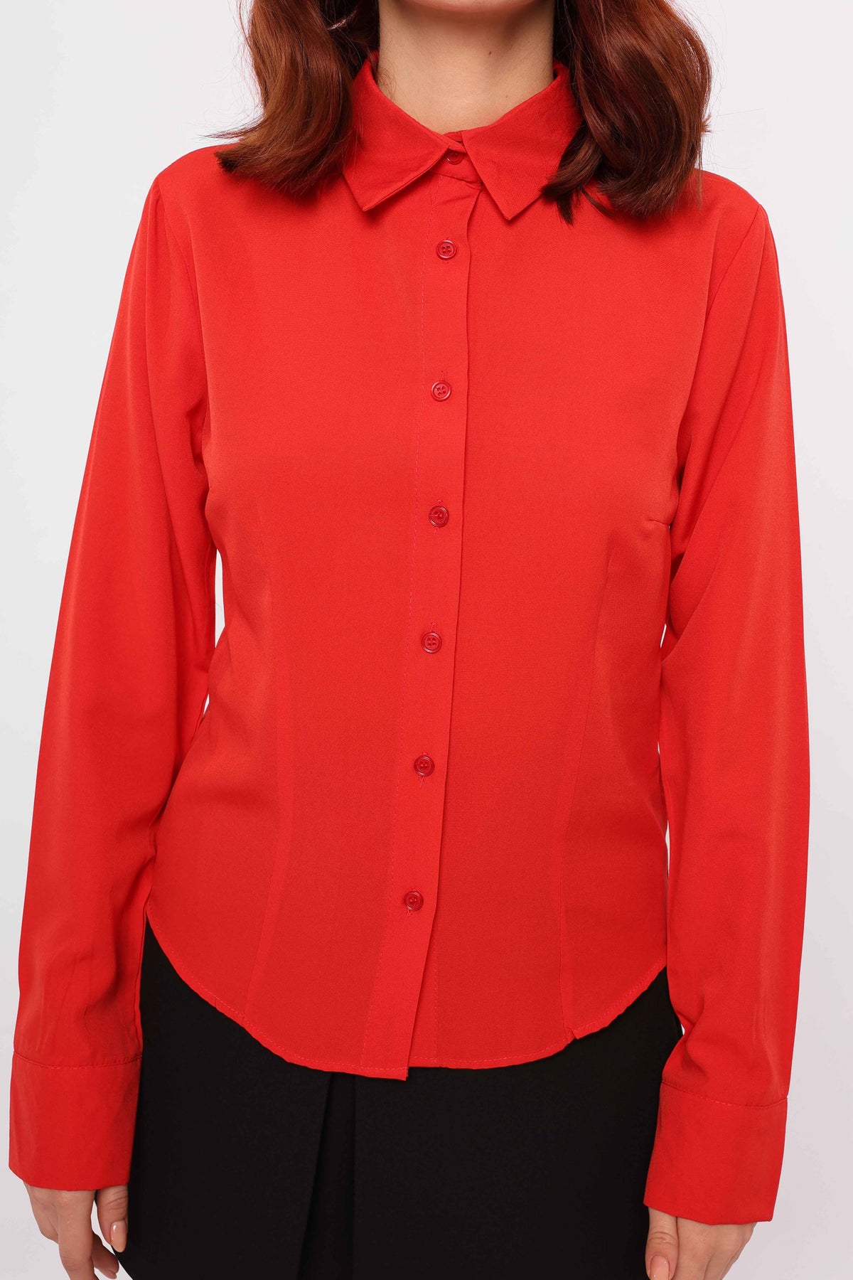 En Gros Bluza Ajustata Rosu