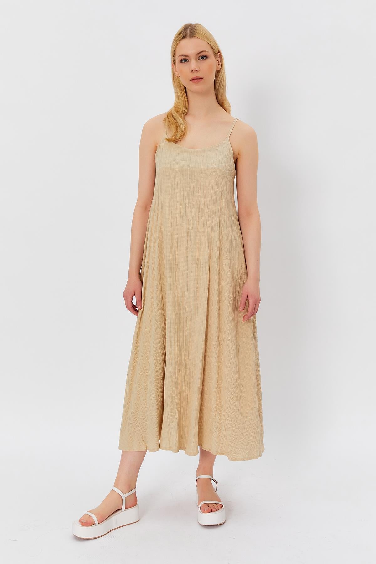 Rochie Lunga cu Bretele Clopotel - Piatra